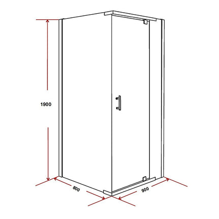 Shower Screen 900x800x1900mm Framed Safety Glass Pivot Door By Della Francesca