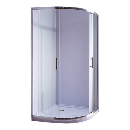 100 x 100cm Rounded Sliding 6mm Curved Shower Screen with Base in Chrome