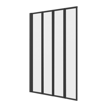 4 Fold Black Folding Bath Shower Screen Door Panel 1000 x 1400mm