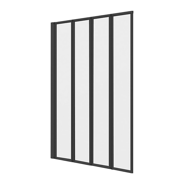 4 Fold Black Folding Bath Shower Screen Door Panel 1000 x 1400mm
