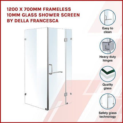 1200 x 700mm Frameless 10mm Glass Shower Screen By Della Francesca