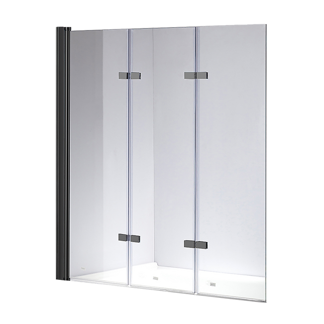 3 Fold Black Folding Bath Shower Screen Door Panel 1300mm x 1400mm