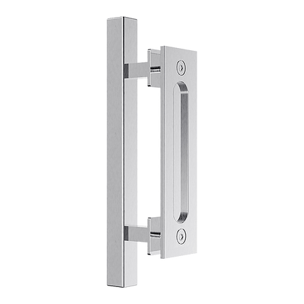 12" Square Pull and Flush Door Handle Set Stainless Steel Barn Door Hardware