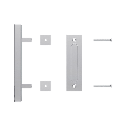 12" Square Pull and Flush Door Handle Set Stainless Steel Barn Door Hardware