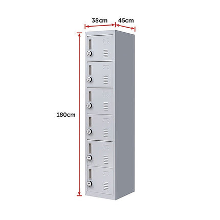 6-Door Locker for Office Gym Shed School Home Storage