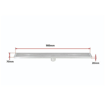 900mm Bathroom Shower Stainless Steel Grate Drain w/Centre outlet Floor Waste Square Pattern