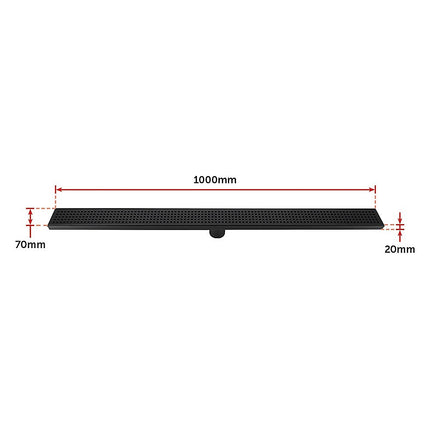 1000mm Bathroom Shower Black Grate Drain w/Centre outlet Floor Waste Square Pattern