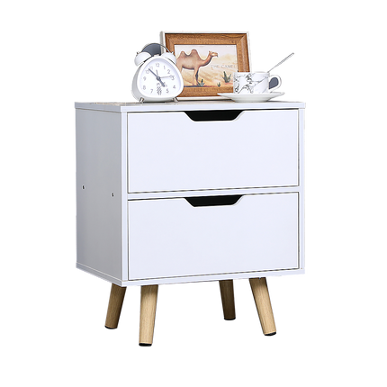 Wooden Bedside Table 2 Drawers Cabinet Storage Night Stand