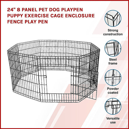 24" 8 Panel Pet Dog Playpen Puppy Exercise Cage Enclosure Fence Play Pen