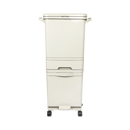 42L Rubbish Bin Waste Trash Can Pedal Recycling Kitchen Wheel 2 Compartment