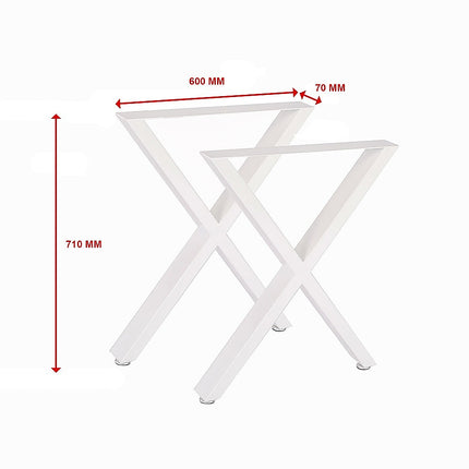 X-Shaped Table Bench Desk Legs Retro Industrial Design Fully Welded - White