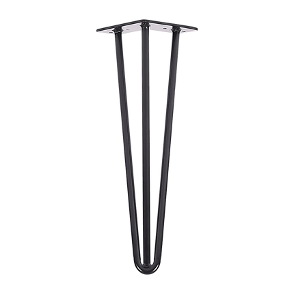 Set of 4 Industrial 3-Rod Retro Hairpin Table Legs 12mm Steel Bench Desk - 41cm Black