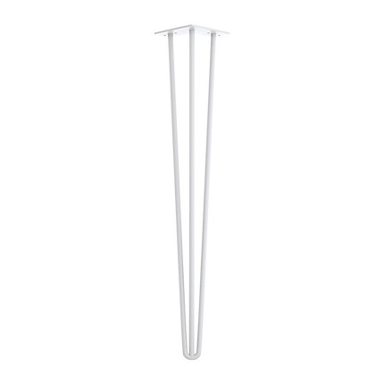 Set of 4 Industrial 3-Rod Retro Hairpin Table Legs 12mm Steel Bench Desk - 71cm White