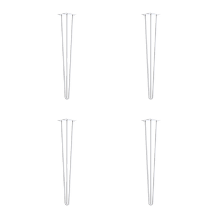Set of 4 Industrial 3-Rod Retro Hairpin Table Legs 12mm Steel Bench Desk - 71cm White