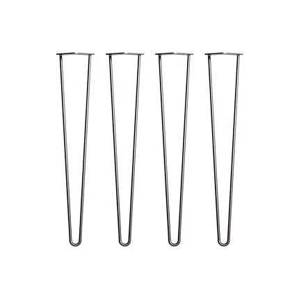 Set of 4 Industrial Retro Hairpin Table Legs 12mm Steel Bench Desk - 71cm Black