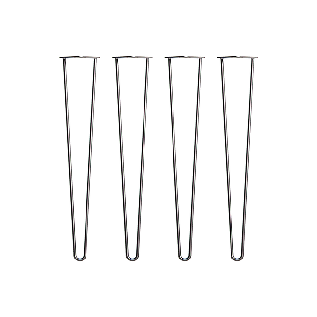 Set of 4 Industrial Retro Hairpin Table Legs 12mm Steel Bench Desk - 71cm Black