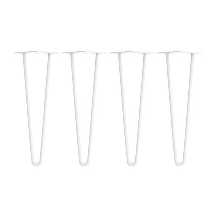 Set of 4 Industrial Retro Hairpin Table Legs 12mm Steel Bench Desk - 41cm White