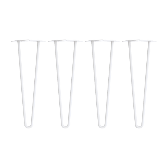 Set of 4 Industrial Retro Hairpin Table Legs 12mm Steel Bench Desk - 41cm White