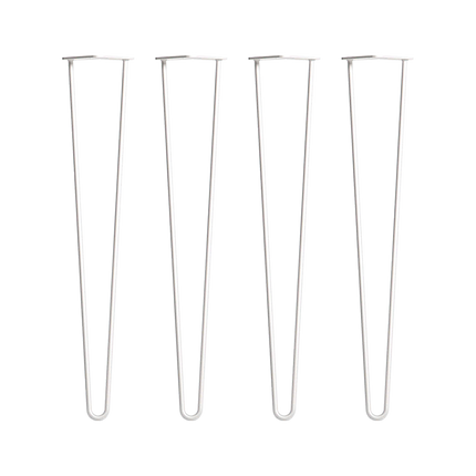 Set of 4 Industrial Retro Hairpin Table Legs 12mm Steel Bench Desk - 71cm White