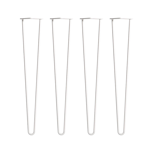 Set of 4 Industrial Retro Hairpin Table Legs 12mm Steel Bench Desk - 71cm White