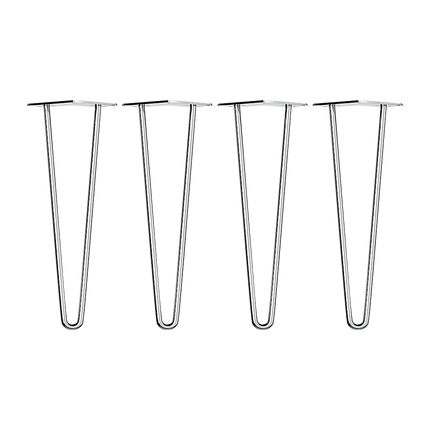 Set of 4 Chrome Retro Hairpin Table Legs 12mm Steel Bench Desk - 71cm