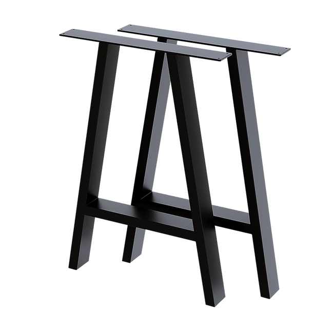 2x Rustic Dining Table Legs Steel Industrial Vintage 71cm - Black