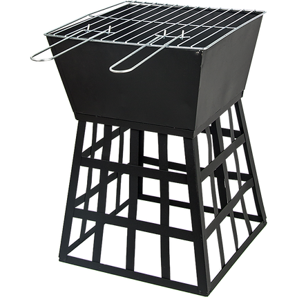 Black Fire Pit Square Log Patio Garden Heater Outdoor Table Top BBQ Camping