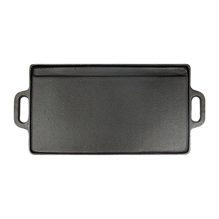 46x22 cm Cast Iron Reversible Griddle Plate BBQ Hob Cooking Grill Pan