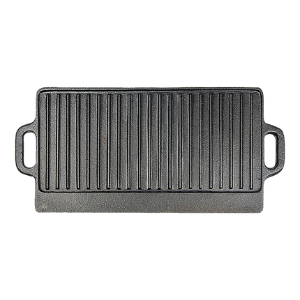 46x22 cm Cast Iron Reversible Griddle Plate BBQ Hob Cooking Grill Pan