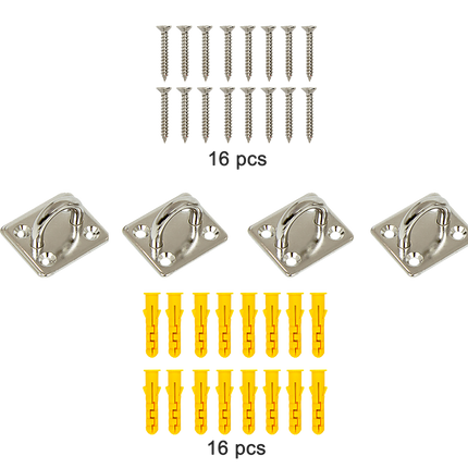 4X M6 304 Stainless Steel Oblong Pad Eye Plate Marine Hardware Staple Hook