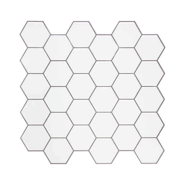 Tiles 3D Peel and Stick Wall Tile Hexagon White (30cm x 30cm x 10 sheets)