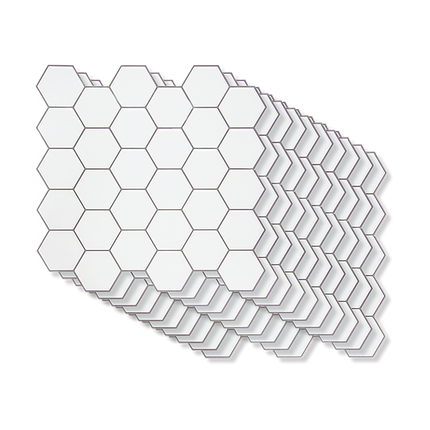 Tiles 3D Peel and Stick Wall Tile Hexagon White (30cm x 30cm x 10 sheets)