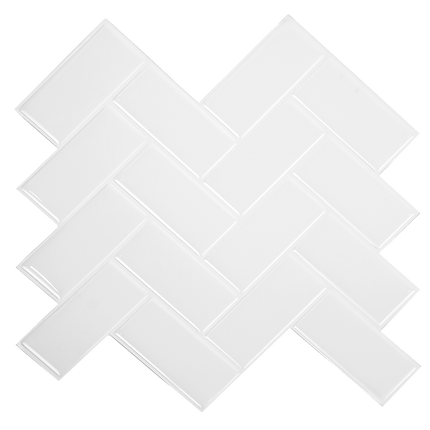 Tiles 3D Peel and Stick Wall Tile Herringbone White 10 Sheets