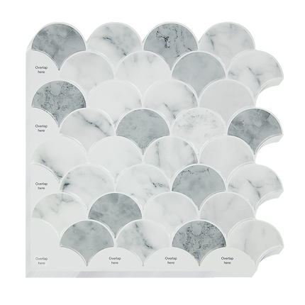Tiles 3D Peel and Stick Wall Tile Fish Scale Mosaic 10 Sheets