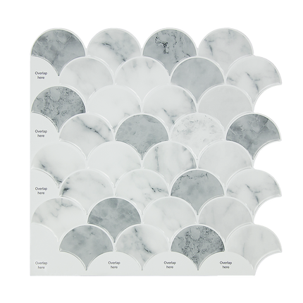 Tiles 3D Peel and Stick Wall Tile Fish Scale Mosaic 10 Sheets