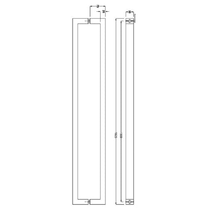 Entrance Door Pull Handle Matte Black 1800mm