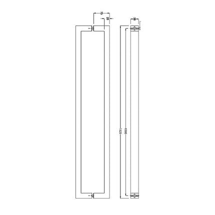 Entrance Door Pull Handle Brushed satin 1500mm