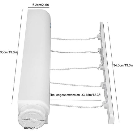 Retracting Clothesline 5 Line 18m Hanging Clothes Space Hanger