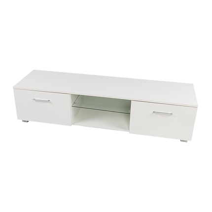 TV Cabinet Entertainment Unit Stand High Gloss Storage Shelf 140cm White