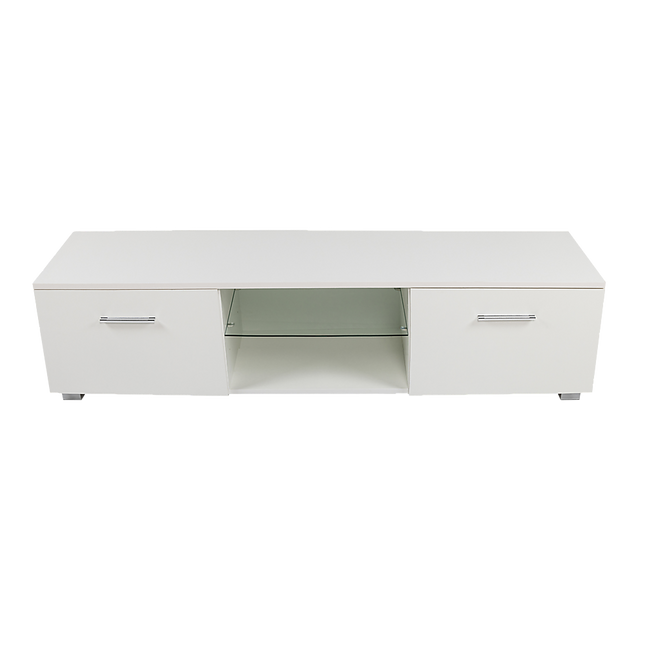 TV Cabinet Entertainment Unit Stand High Gloss Storage Shelf 140cm White