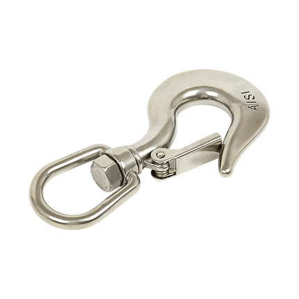 304 Stainless Steel Swivel Lift Clevis Chain Crane Hook with Safety Lock 650kg