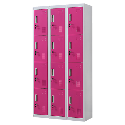 12-Door Locker for Office Gym Shed School Home Storage - Standard Lock with 2 Keys