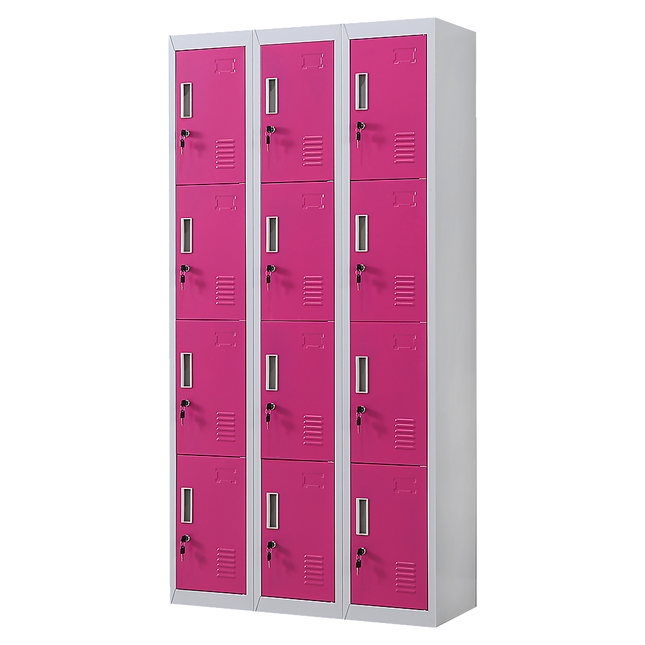 12-Door Locker for Office Gym Shed School Home Storage - Standard Lock with 2 Keys
