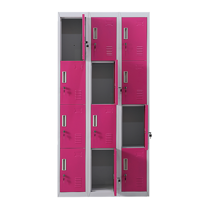 12-Door Locker for Office Gym Shed School Home Storage - Standard Lock with 2 Keys
