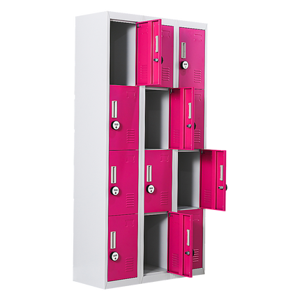 12-Door Locker for Office Gym Shed School Home Storage - 4-Digit Combination Lock