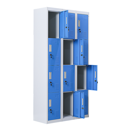 12-Door Locker for Office Gym Shed School Home Storage - 3-Digit Combination Lock