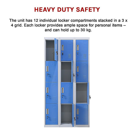 12-Door Locker for Office Gym Shed School Home Storage - 3-Digit Combination Lock