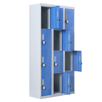 12-Door Locker for Office Gym Shed School Home Storage - 4-Digit Combination Lock