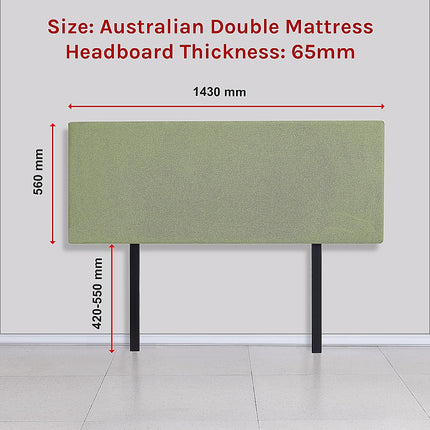 Linen Fabric Double Bed Deluxe Headboard Bedhead - Olive Green