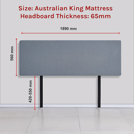 Linen Fabric King Bed Deluxe Headboard Bedhead - Berlin Blue